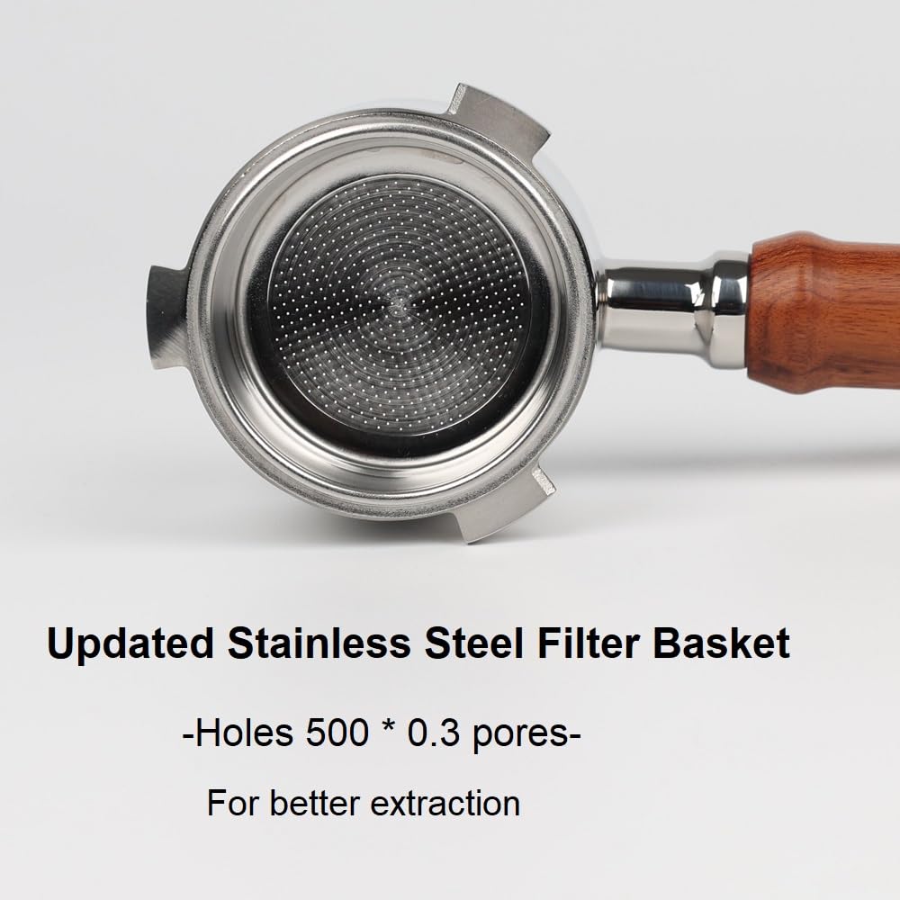 Portafiltro Senza Fondo 51 Mm Per Macchine Caffè DeLonghi Dedica - Con Manico In Noce, Filtro A 0,3 Mm