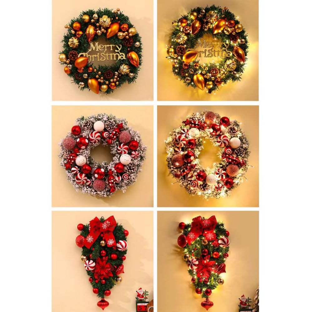 ZBDZSW Decoraciones de Navidad coronas colgantes escena interior puerta adornos ratán