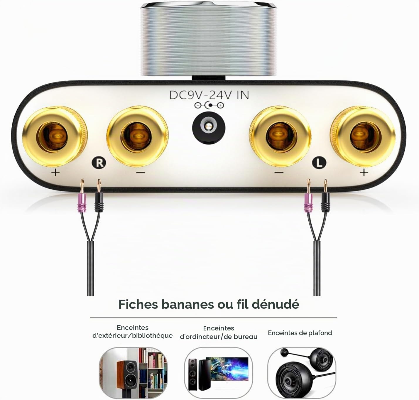 Nobsound Mini Amplificateur de puissance Bluetooth, Stereo Hi-Fi Digital Amp 2.0 Channel 50W × 2 avec entrée AUX/USB/Bluetooth, Récepteur audio sans fil; Carte son avec carte d'alimentation (noir)