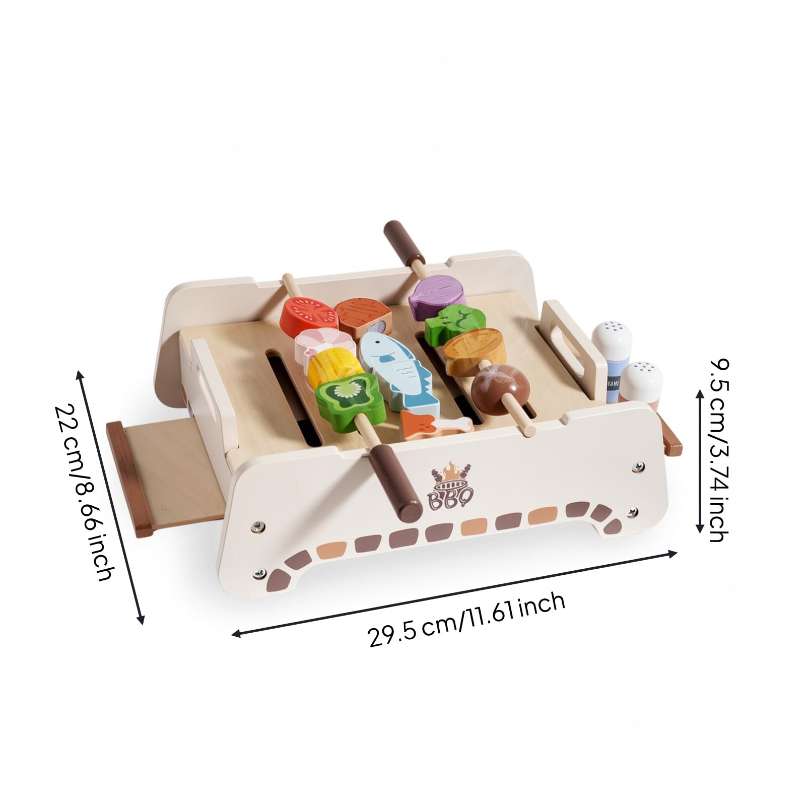 Barbecue Giocattolo in Legno Griglia Giocattolo con Accessori Compatto Gioco di Ruolo per Bambine, Cameretta
