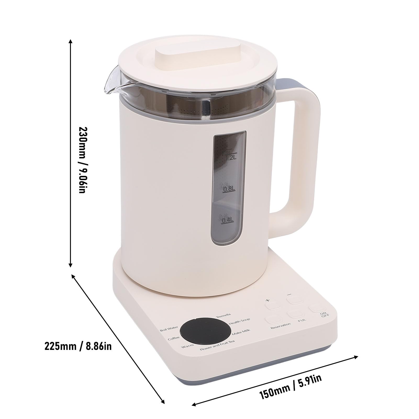 Hervidor Eléctrico de Vidrio, Hervidor de té Eléctrico 1,2 L con Infusor de té, Control Temperatura, Mantener Caliente, Calentador Inteligente Agua Caliente Tetera para té y