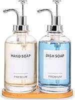 Vista 1 de Dish Soap Dispenser for Kitchen, Hand Glass Soap Dispenser Set with Pump, Tray, Funnel for Bathroom, Shower, Laundry, Liquid, Lotion