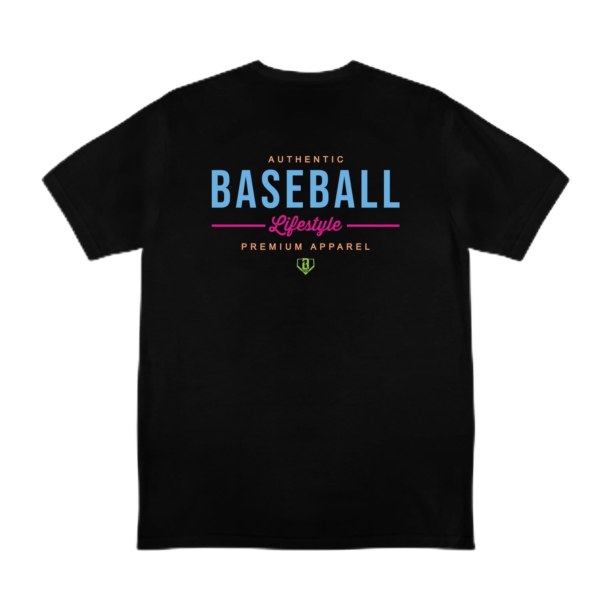 BL101 Adult Authentic Baseball Graphic Tee for Men - BL Black/Neon, L