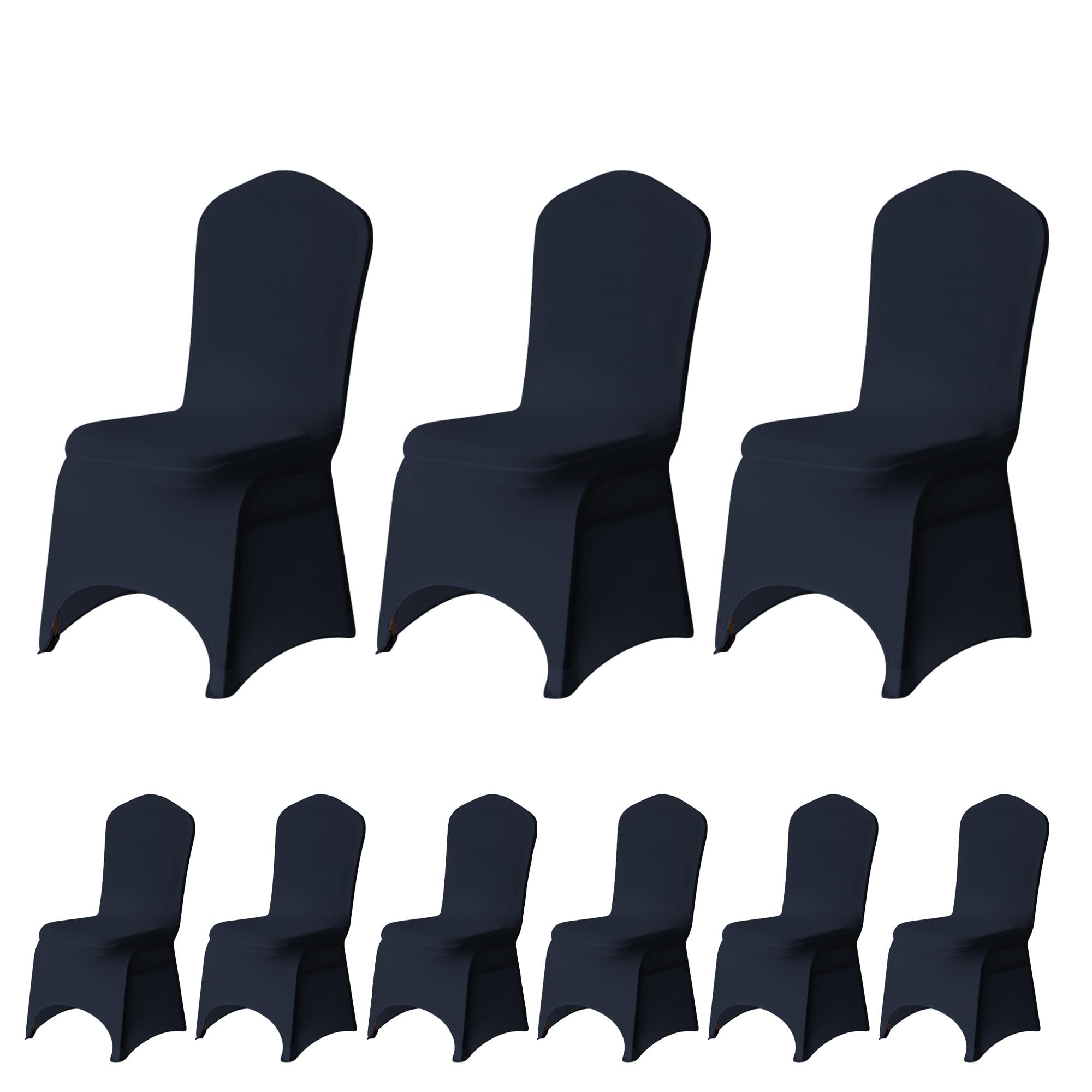 Trimming Shop Navy Blue Wedding Chair Covers Set of 10, Spandex Polyester Stretch Removable Washable Universal Slipcovers for Wedding Banquet, Dining Party & Events