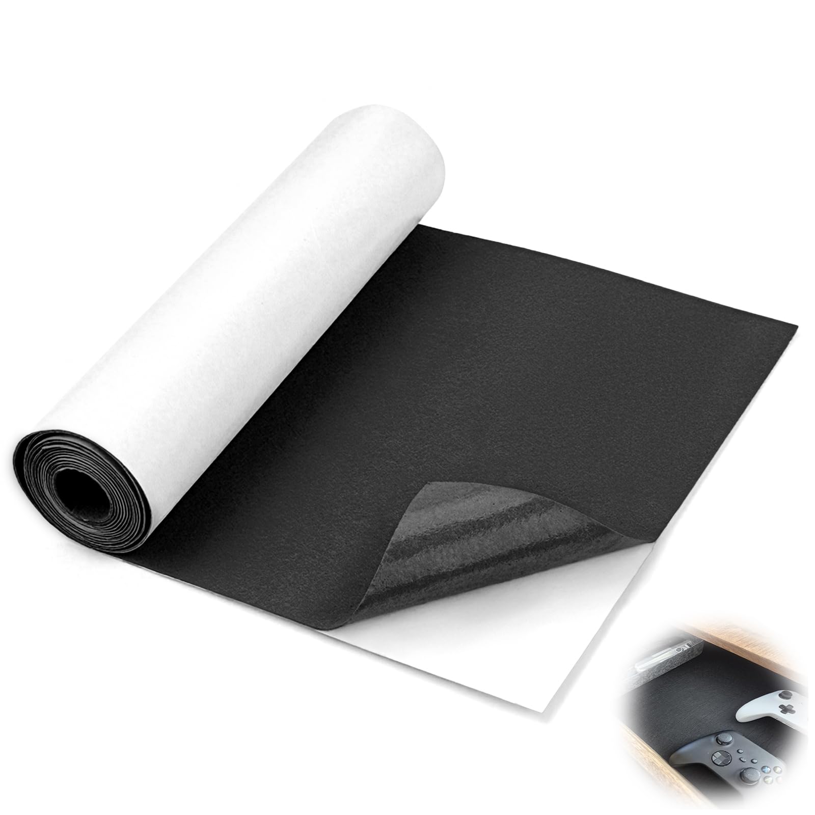 Mbsomnus Self Adhesive Felt 30cmx250cmx3mm Sticky Back Felt Black — image 1
