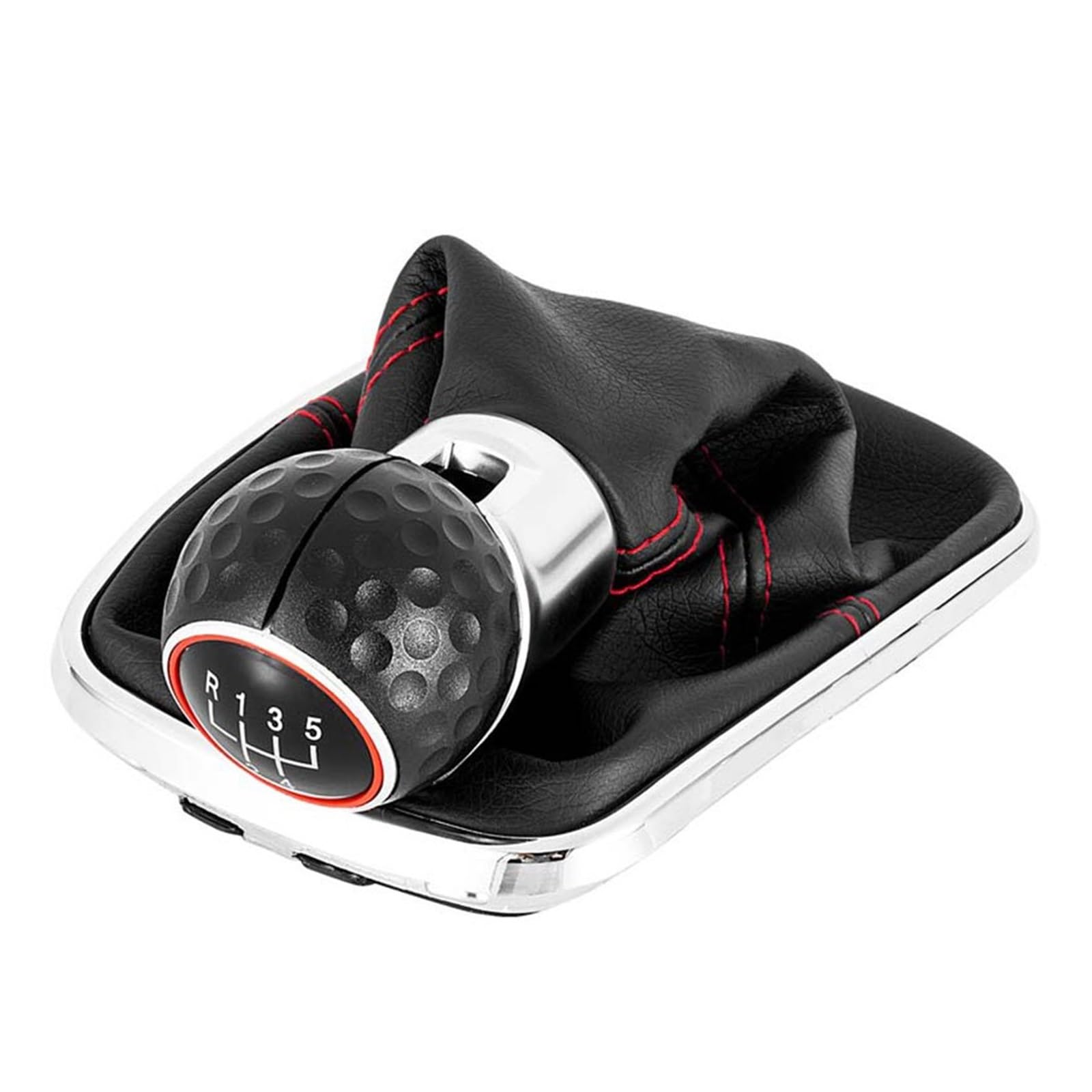 Rbevcrr Red 5 Speed Car Shift Lever Knob For Mk4 For Golf For Gti For R32 1999-2005 For Jetta For Bora 1999-2004 5/6 Speed Gear Shifter Knob With Dust Cover Boot Stick Shifter Pen(Red 5 Speed)
