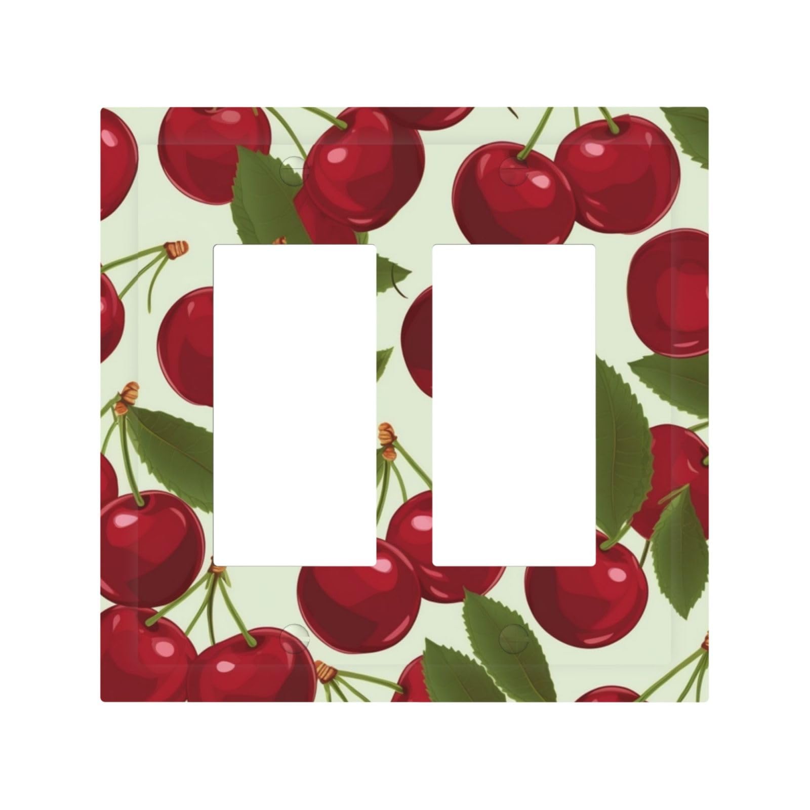 Decorator Double Toggle Light Switch Covers Cherry fruit Wall Plate 2-Gang Mid Size 5" x 4.9" Double Toggle Switch Wallplate Decorative 2 Gang Wall Switch Plate Covers