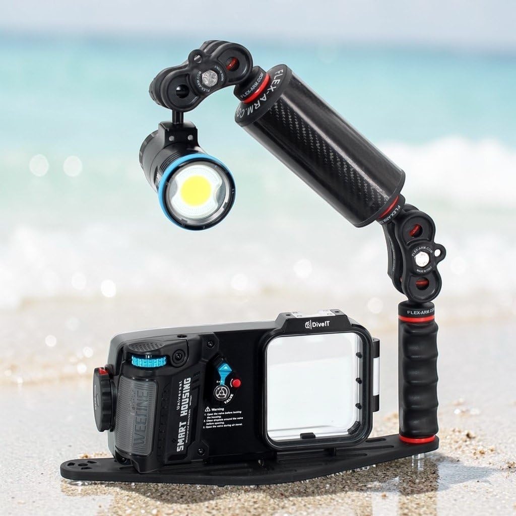 ST20203 - Soporte para fundas de fotografía subacuática con mango con bola de 25 mm, fotosub