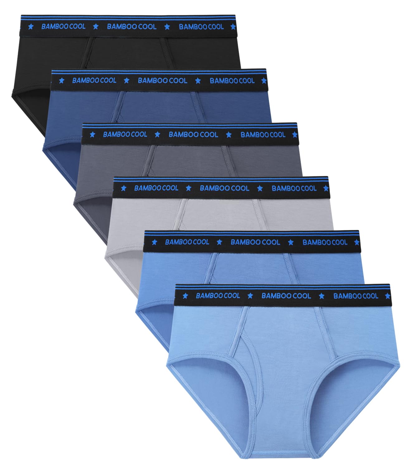 BAMBOO COOL Boys Briefs Underwear 2-18 Years Tag-Free Breathable Moisture-Wicking Bamboo Underwear 6 Pack
