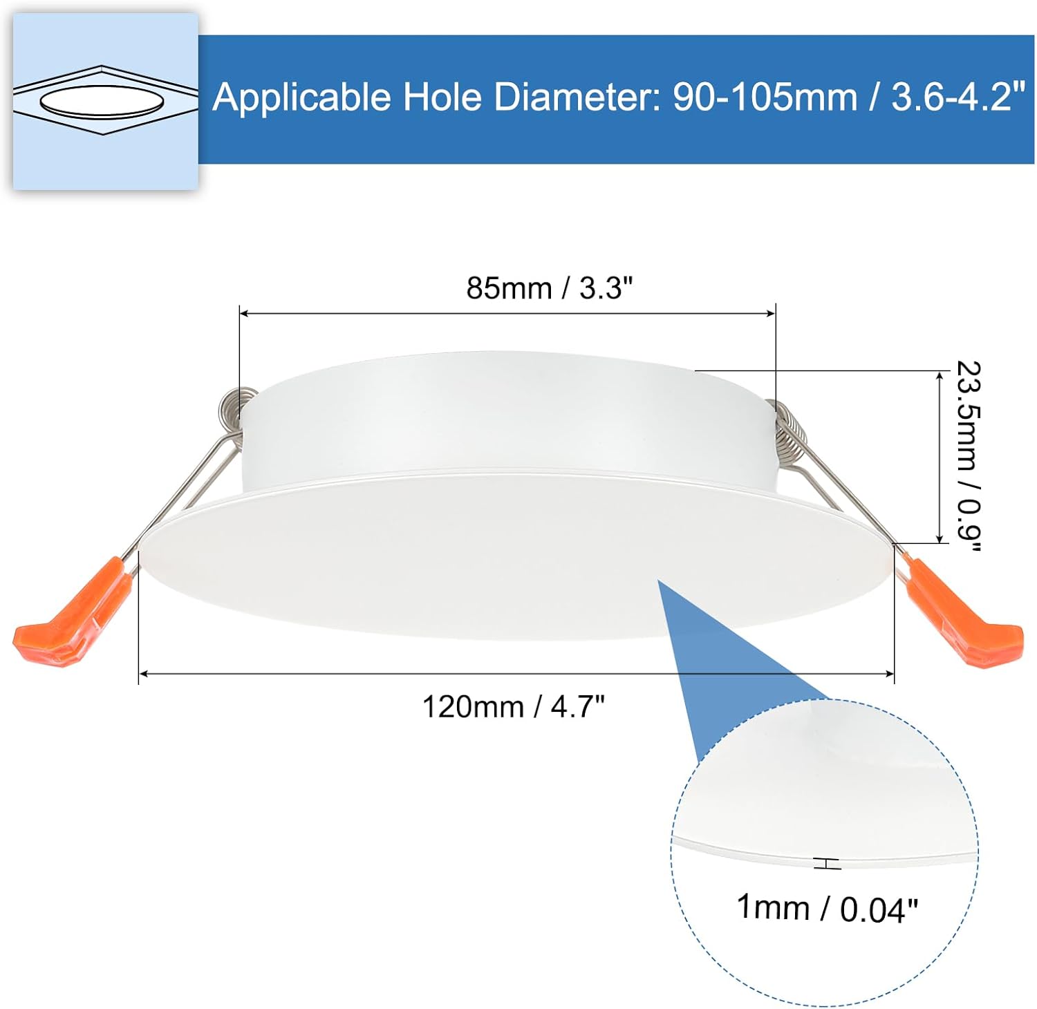 PATIKIL 120mm / 4.7" Diameter Metal Ceiling Hole Cover Plate, 4 Pcs Downlight Hole Trim Wall Mount Decorative Cap Access Panel for 3.6-4.2inch Round Ceiling and Wall Openings, Matte White