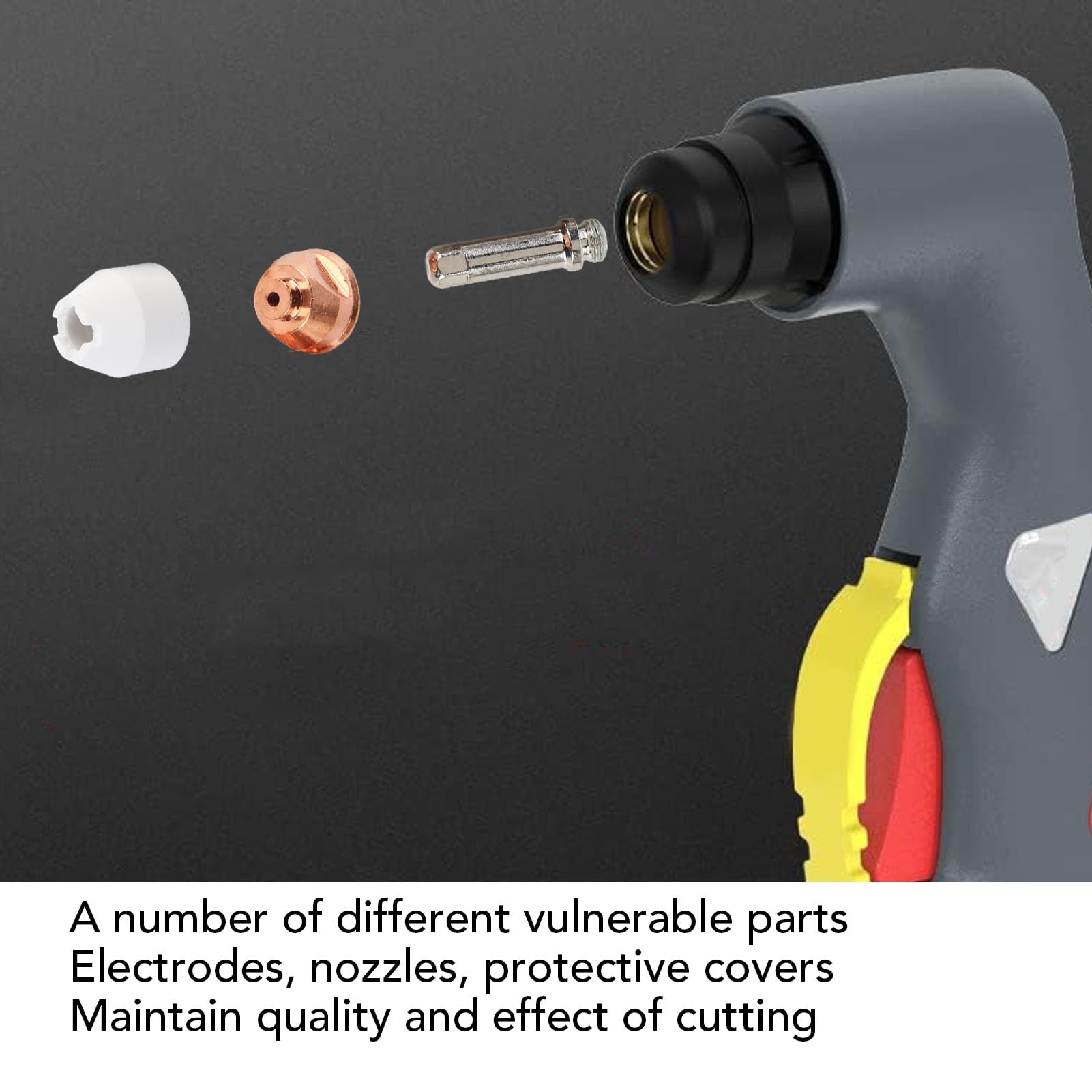 FTVOGUE Kit de 10 électrodes à Pointe pour Pistolet de Coupe PCH 51, Ensemble de Consommables avec Couvercles de Protection, Matériau en Laiton pour le Soudage