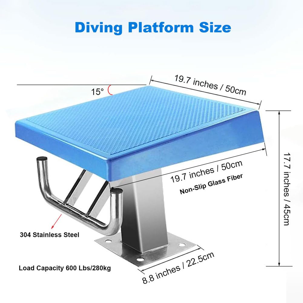 1 Trampolino for Piscine Resistente - capacità 600 libbre, Superficie Antiscivolo, Piattaforma di Salto inclinata di 15° for Allenamento/Competizione