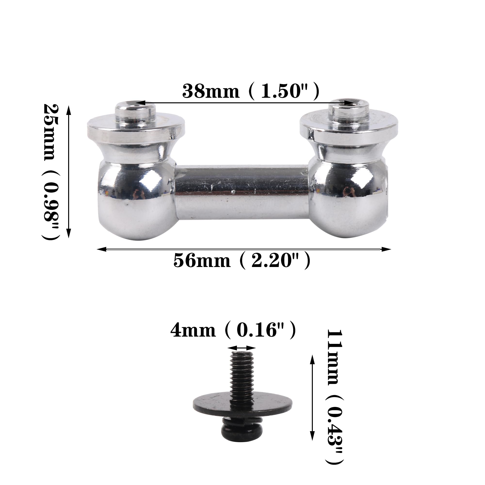 Yibuy Professional Metal Drum Lug Double End Set for Percussion 1" 38mm Silver 56x25mm, 56x25mm/2.2"x0.98" (LxH) - Image 4