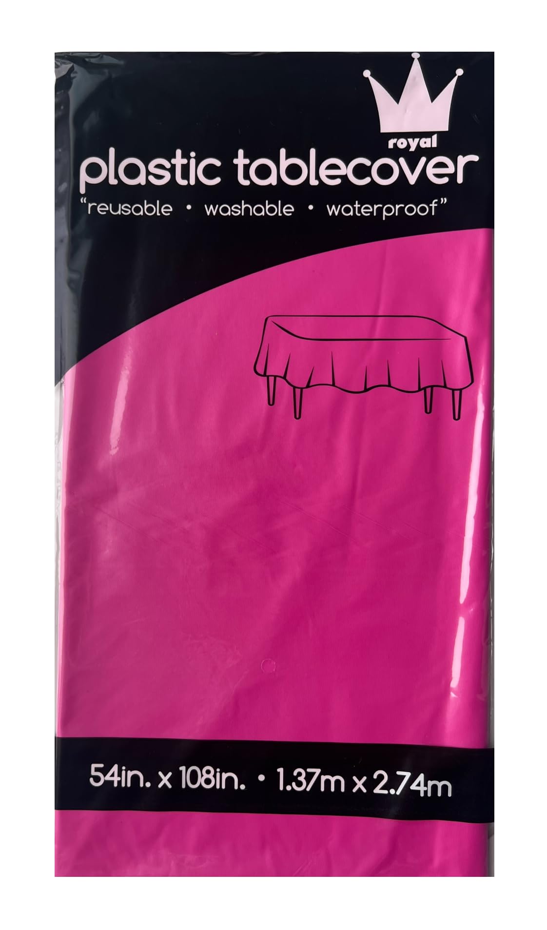 ROYAL7 3 Pack Hot Pink, Rectangle Disposable Plastic Tablecloth for Picnic, Birthday, BBQ, Party, Wedding (Hot Pink, Rectangle, 54in. X108in.)