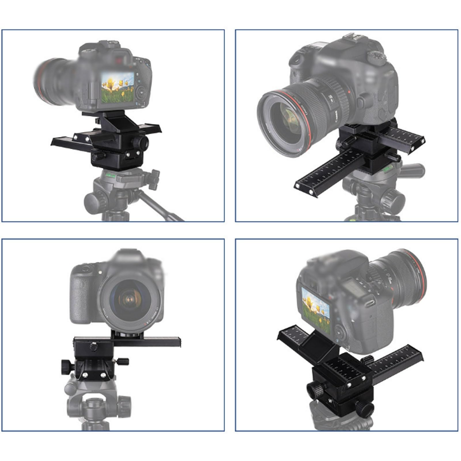 FROON Macro Gimbal con regolazione fine dell'asse X/Y, doppia scala da 0-10 cm, piastra a sgancio rapido, carico 3 a 7 kg for fotocamere Mirrorless
