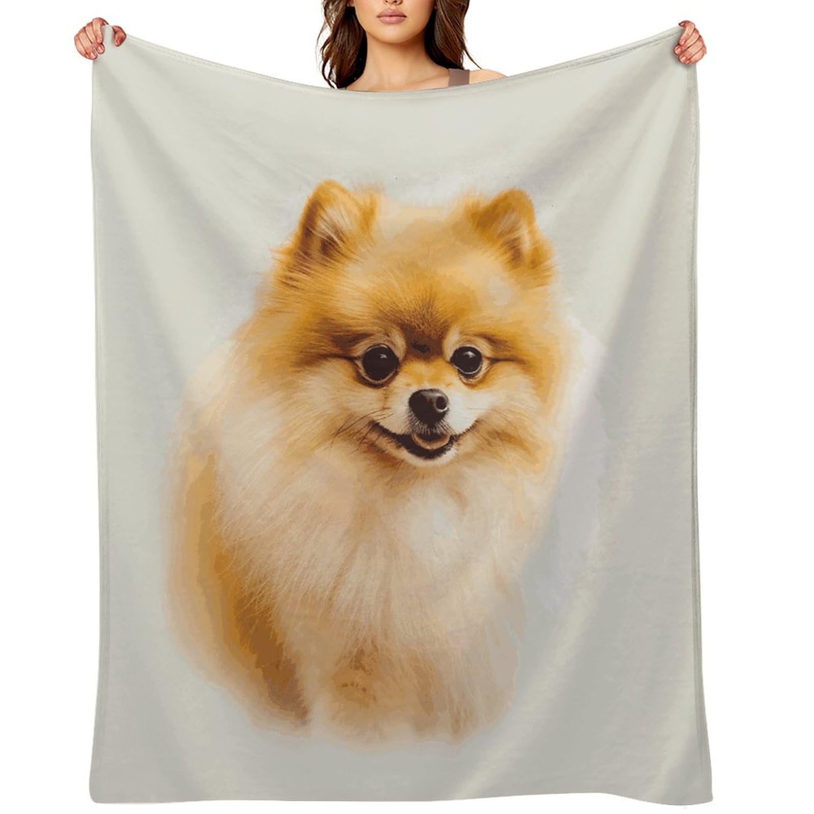 Yellow Pomeranian Blankets Flannel Soft Blanket for Couch Warm Cozy Throw Blankets Fashion Bed Blanket Thick Bath Towel Bedspread Tapestry for Home Supplies Gift 32"x48"