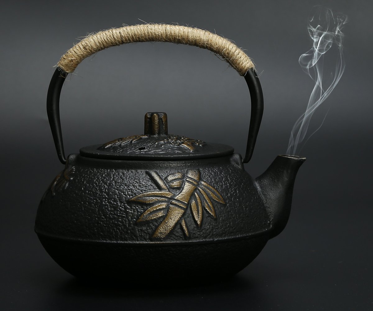 Juego de colador de infusor de Tetera de Hierro Fundido para Tetera Japonesa Patrón de Hojas Chinas con Filtro de Acero Inoxidable 30oz/0.9L (Hoja China)