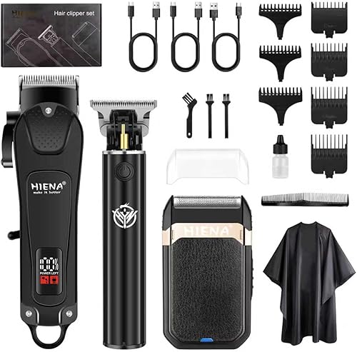 Miniatura 1 de HIENA PRO Juego de cortapelos profesional y kit de recortadora para hombres, cortadora de peluquería inalámbrica, afeitadora eléctrica de barba y