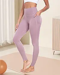 Leggings com bolsos para mulheres, calças de ioga para treino de cintura alta com controle de barriga