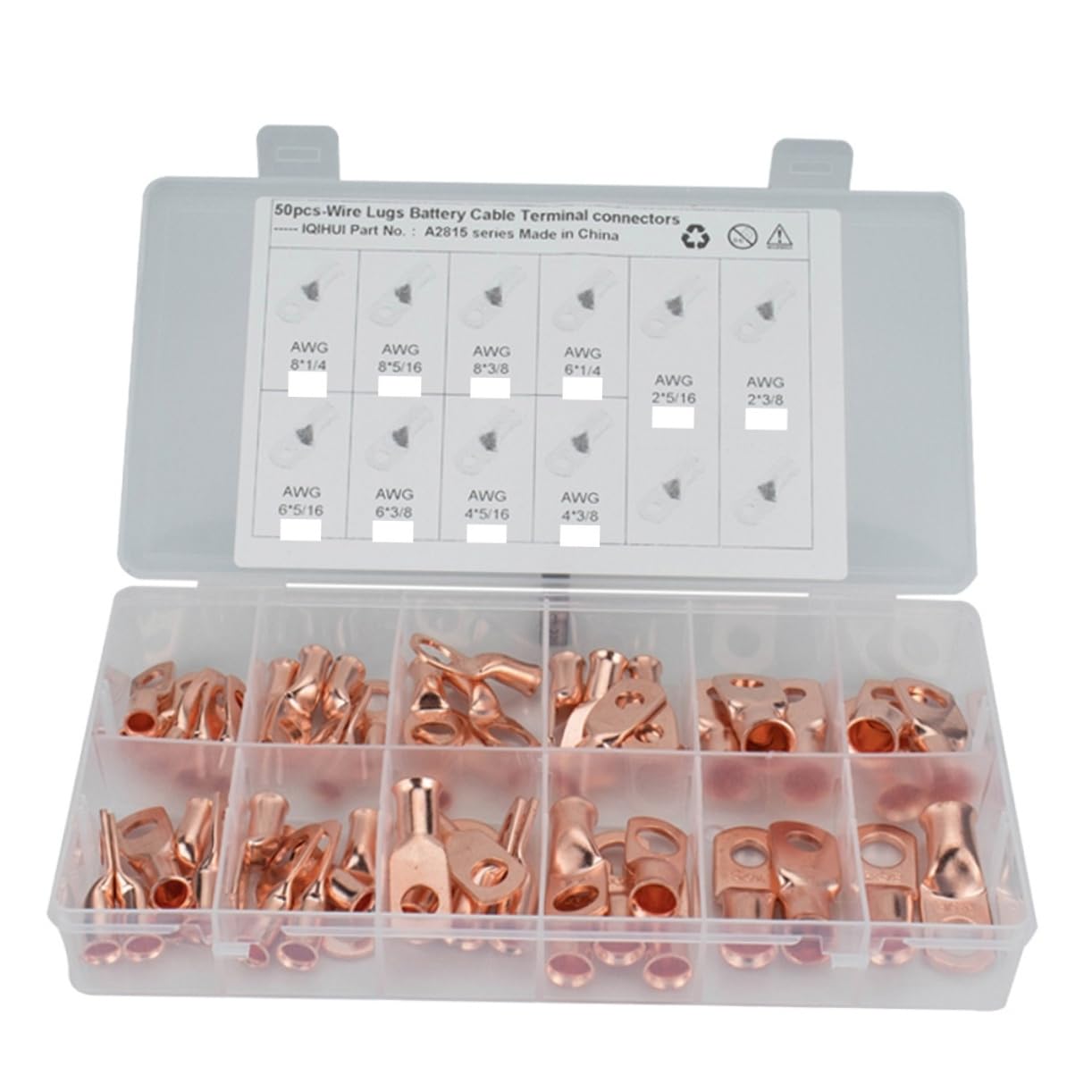 BESPORTBLE Bare Copper Eyelets Heavy Duty Terminal Blocks 50pcs Us Standard Connector Battery Cable Wire Wire Crimps