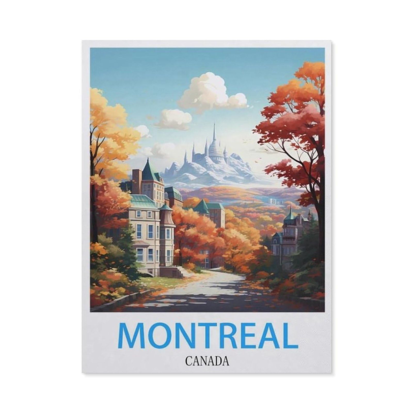 BEAYODKP Diamond Painting，Montreal Canada Vintage Travel Posters，Diamond Painting Art Embroidery Cross Stitch Pictures Gift Wall Decoration（30 x 40 cm/11.81 x 15.74 inches）-BV96