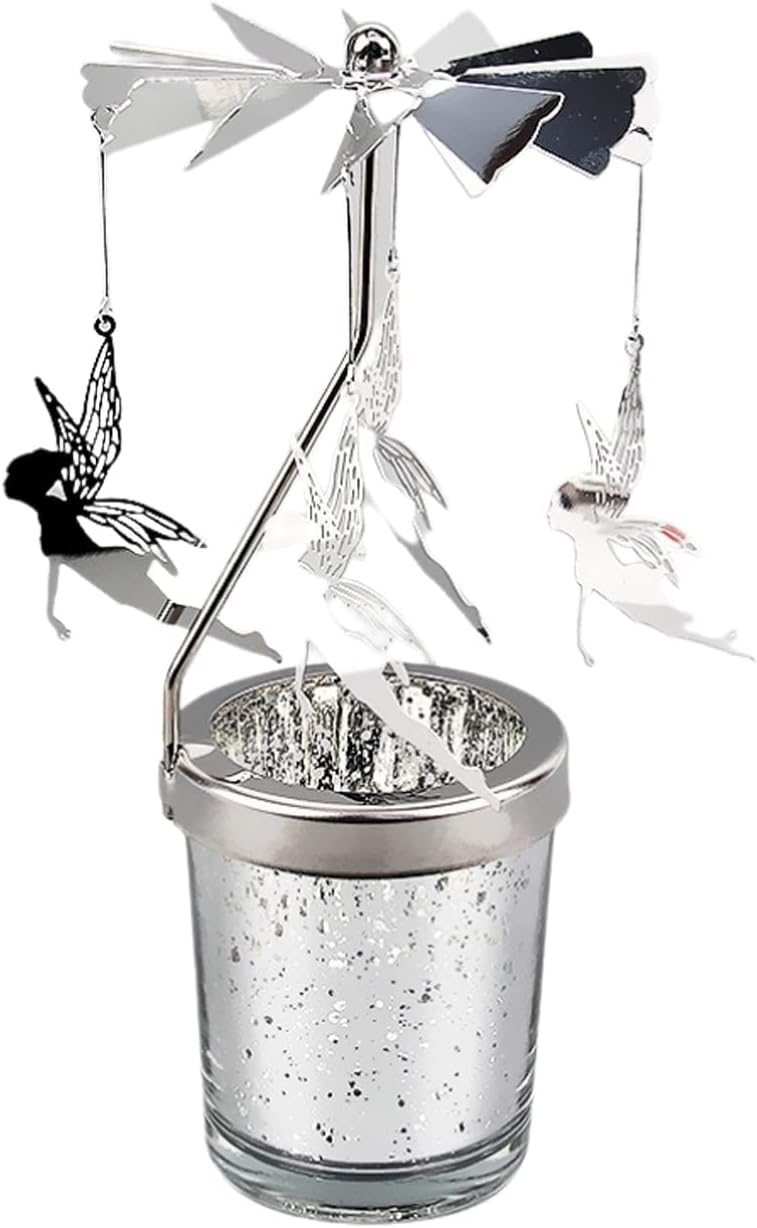 Spinning Candle Holder Revolving Candlestick Christmas Carousel Candle Holder Rotating Tealight