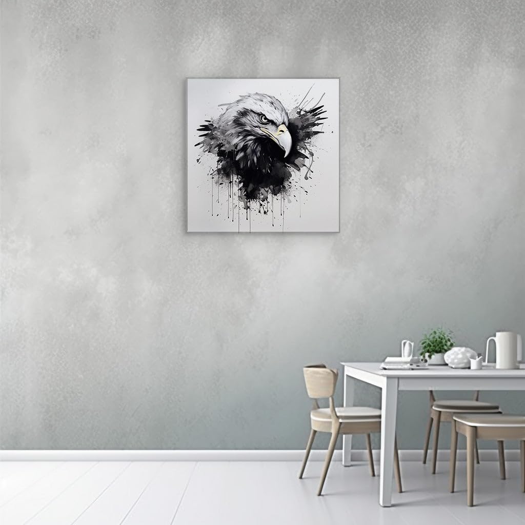 Canvas for Living room. Majestic Profile of Freedom: A Bald Eagle in Artistic Splendor, 27 x 18 inch Canvas Wall Art - Ready to Hang