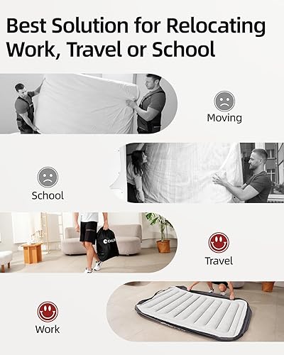 Miniatura 8 de CHILLSUN Colchón de aire mejorado 2025 tamaño matrimonial con bomba integrada, colchón elevado de 18 pulgadas, colchón inflable inflable, cama de