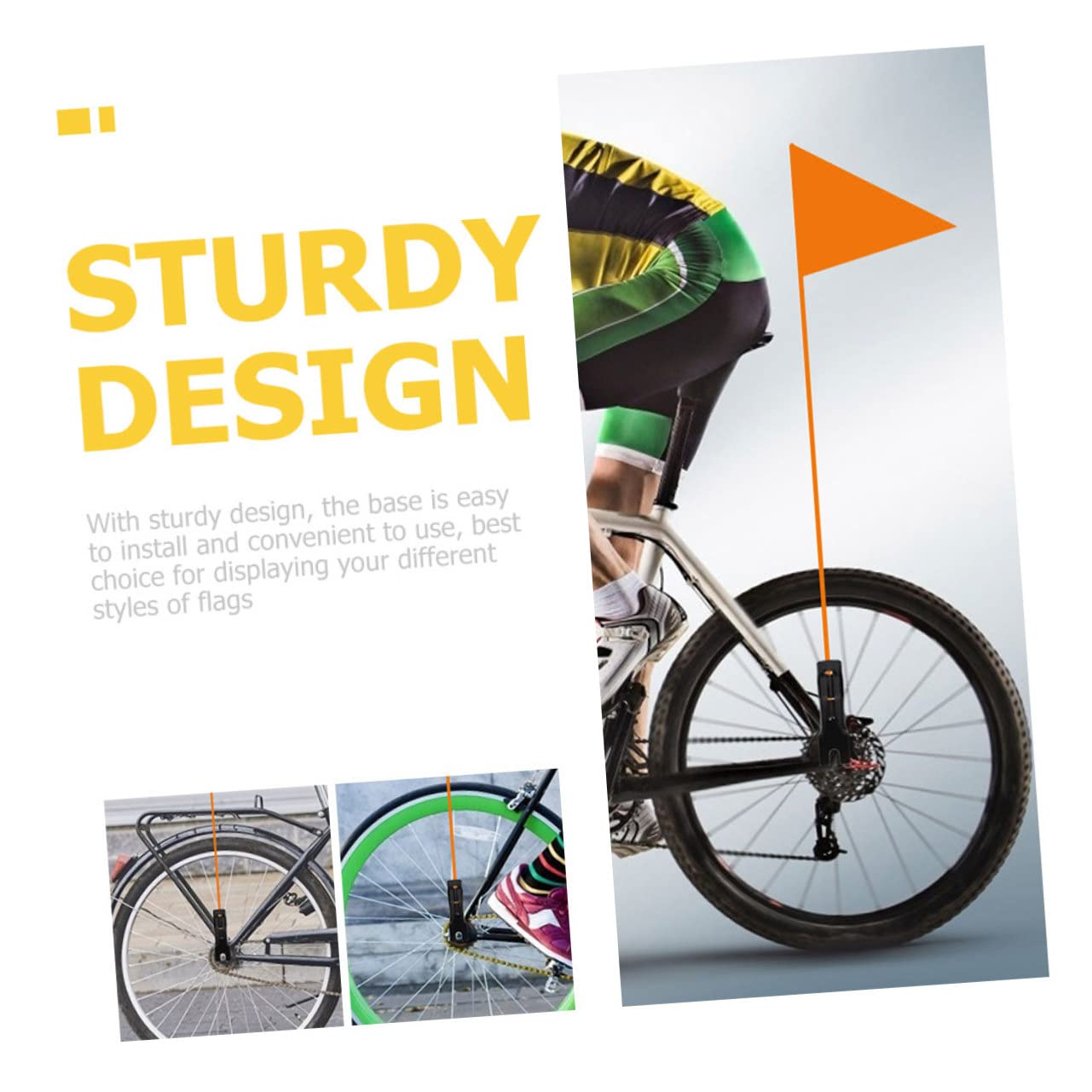 TOYANDONA 3 Series Soporte De Bandera De Seguridad para Bicicleta De Soporte De Montaje para Banderas Accesorios De Ciclismo Duraderos Y Resistentes Al Viento 5 Piezas X 3