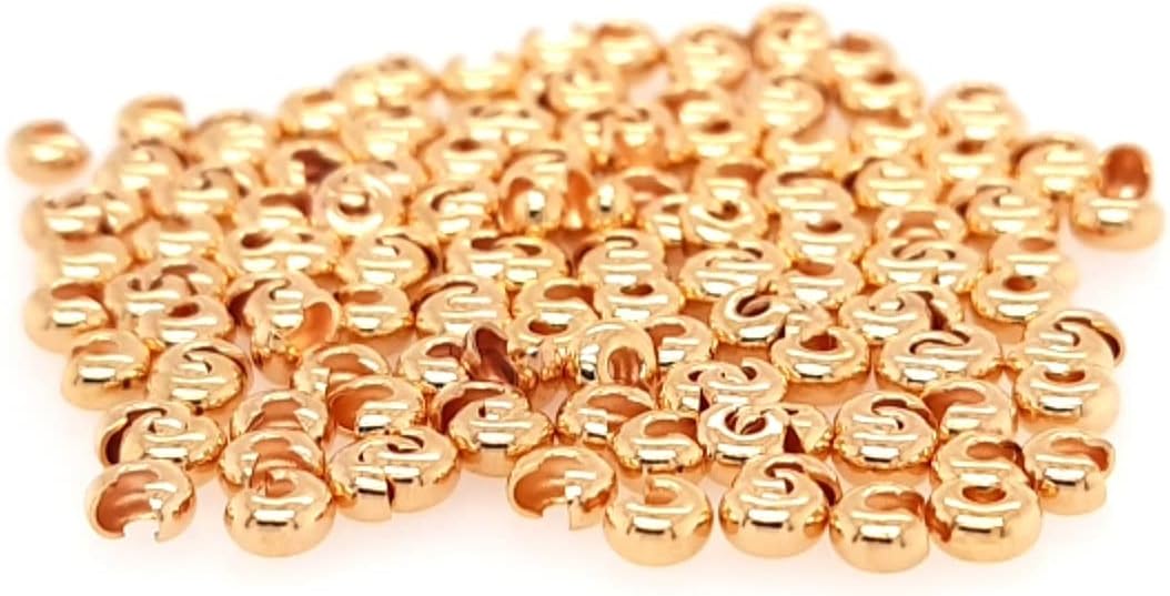 144pcs Gold-Plated Yellow Brass Open Crimp Bead Covers, 3MM, By CRAFT WIRE