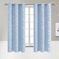Vista 46 de BGment - Cortinas opacas para dormitorio infantil, con ojales, con aislamiento térmico, estampado de estrellas plateadas, para oscurecer