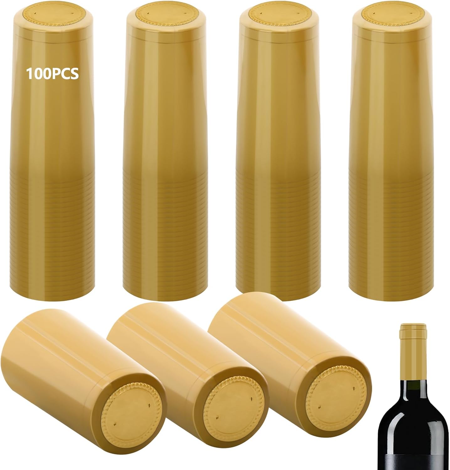 100 Pieces PVC Heat Shrink Cap with Tear Tab for Wine Bottle, 30x60mm Wine Shrink Wrap Seals Sleeves Caps Shrink Top Cover for Wine Cellars Home Kitchen Use (Clear)