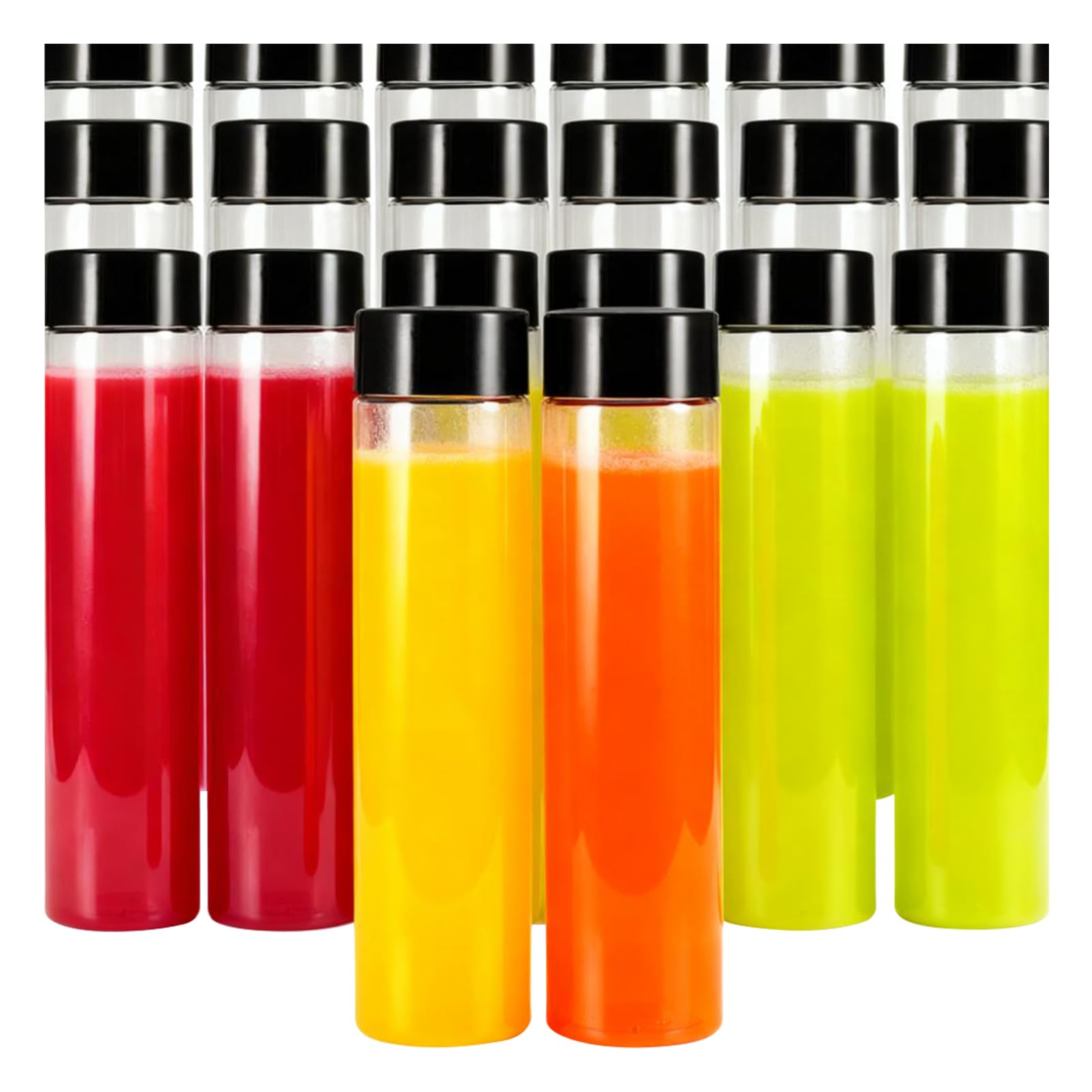 Jeuihau White 20 Pack 350 Ml 12Oz Clear Pet Plastic Juice Bottles With Black Lids, Reusable Drink Bottles Bulk For Storing Smoothie, Milk And Homemade Beverages
