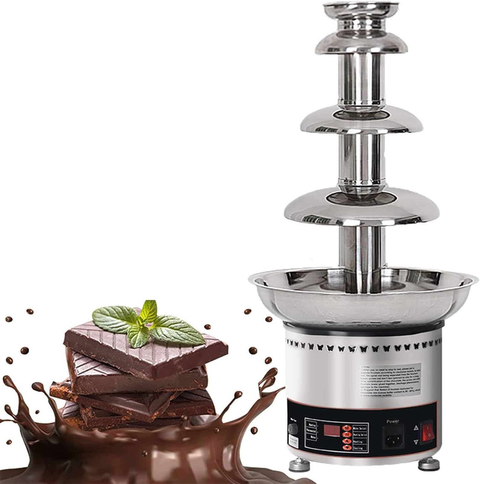 ASerZenith Sauce Heater For Cheese Commercial,Chocolate Fondue Fountain Machine, Large Capacity Chocolate Waterfall Hot Pot Machine,4