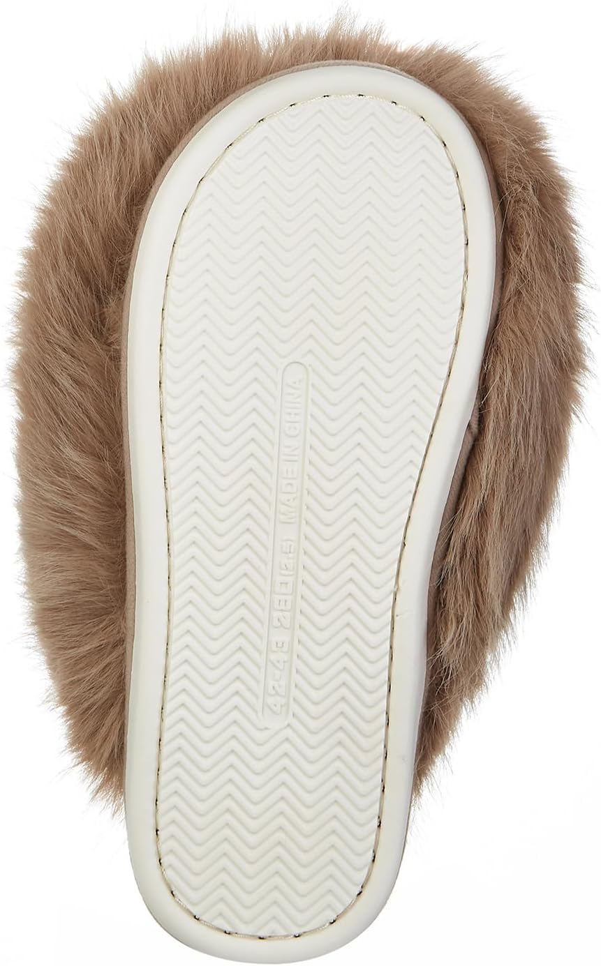 Pocadri Womens Cozy Faux Fur House Slippers Warm Plush Bedroom Slipper Anti-skid Sole Indoor Outdoor Slide Shoes Slip On - Image 6