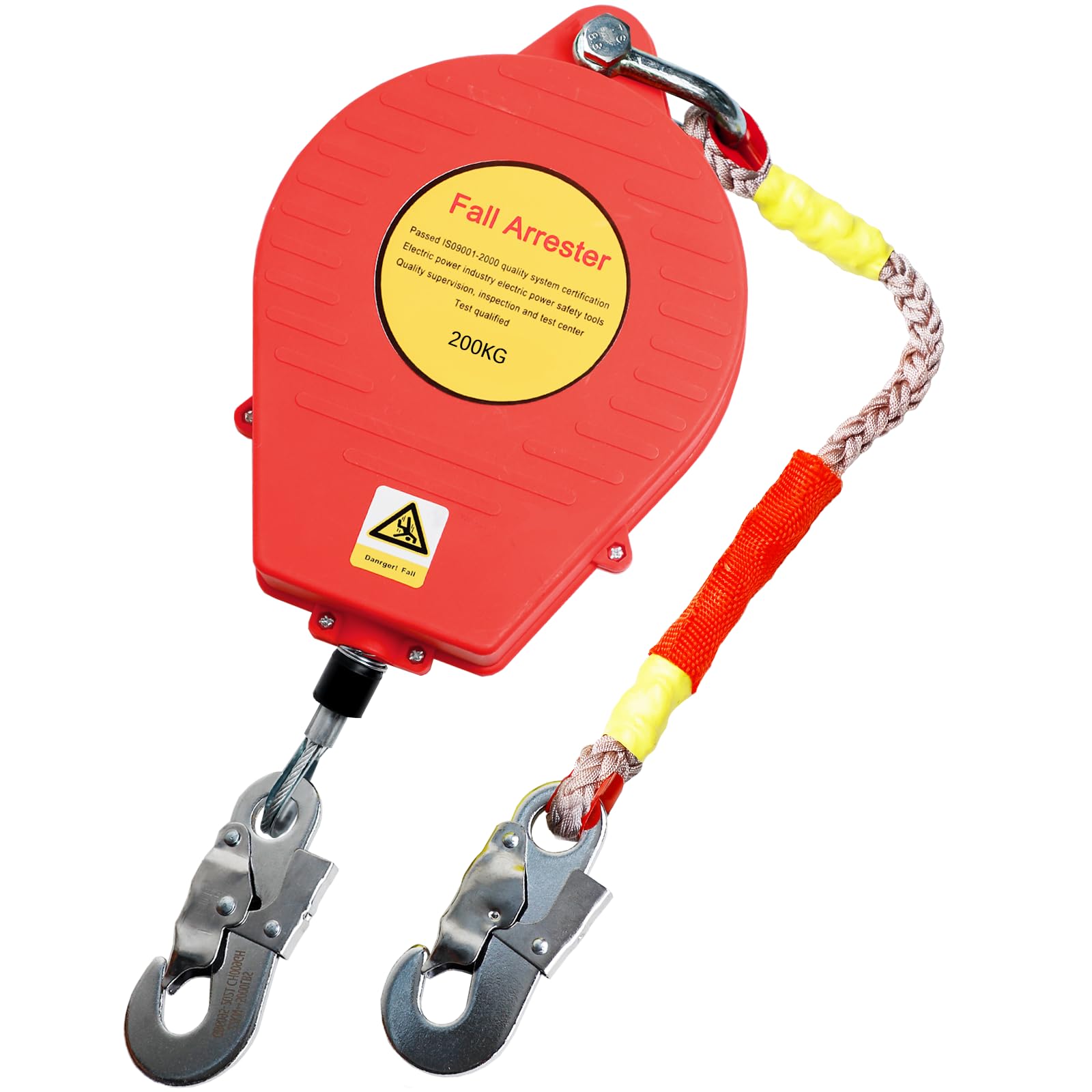 Linea de Vida Retractil Tejado 200 kg, Arnes Seguridad Anticaidas Retractil Trabajo Altura y Tejado, 10m/15m/20m Dispositivo Anticaida Retractil Homologado con Cable 4 mm Diámetro(1 Pieza,10m)