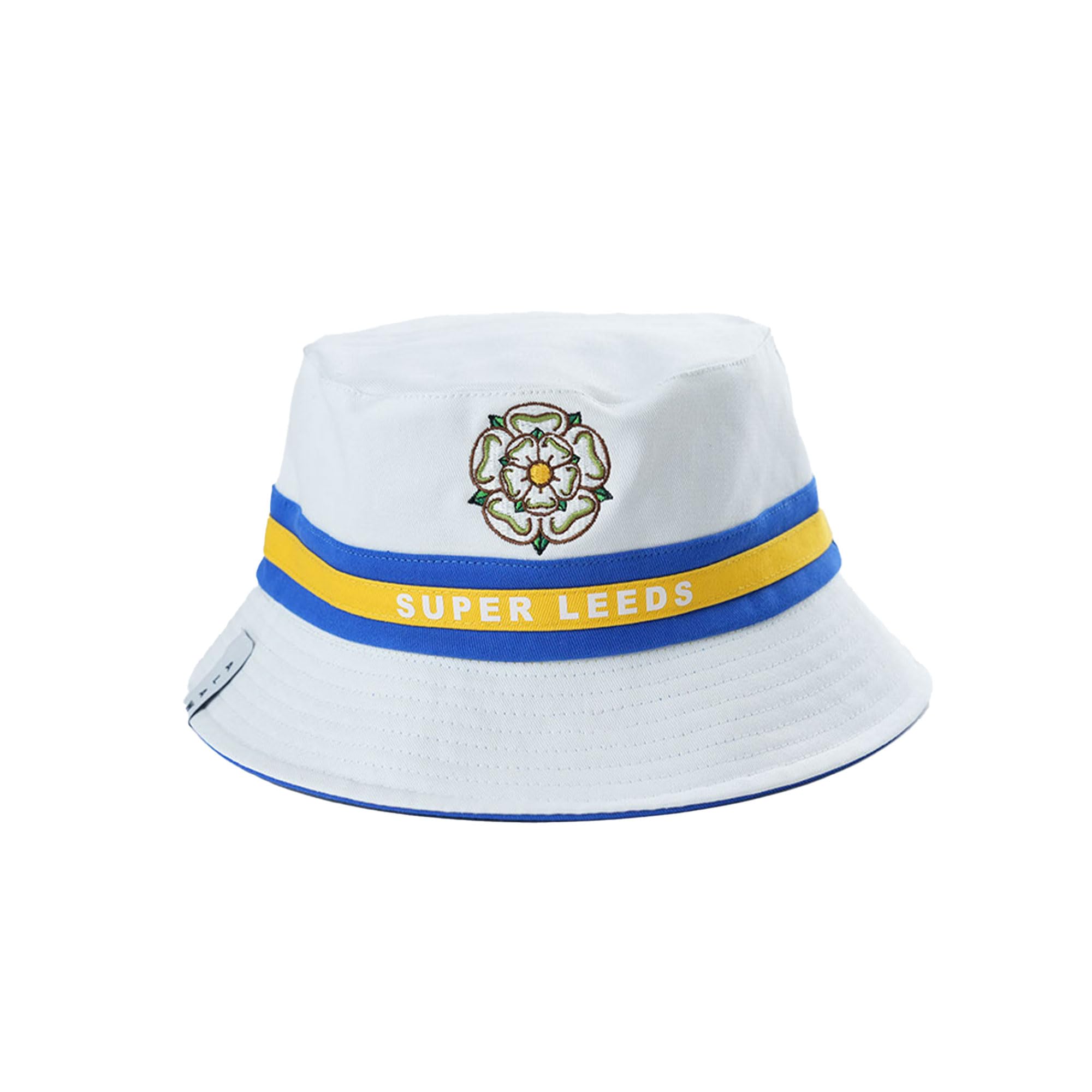 Beyond Happy Unisex Multicolour Leeds Reversible Design Bucket Hat – 100% Cotton, Heavy Duty Sun Hat With Yorkshire Rose Emboidery, Alaw Tag - Leeds Football Reversible Hat