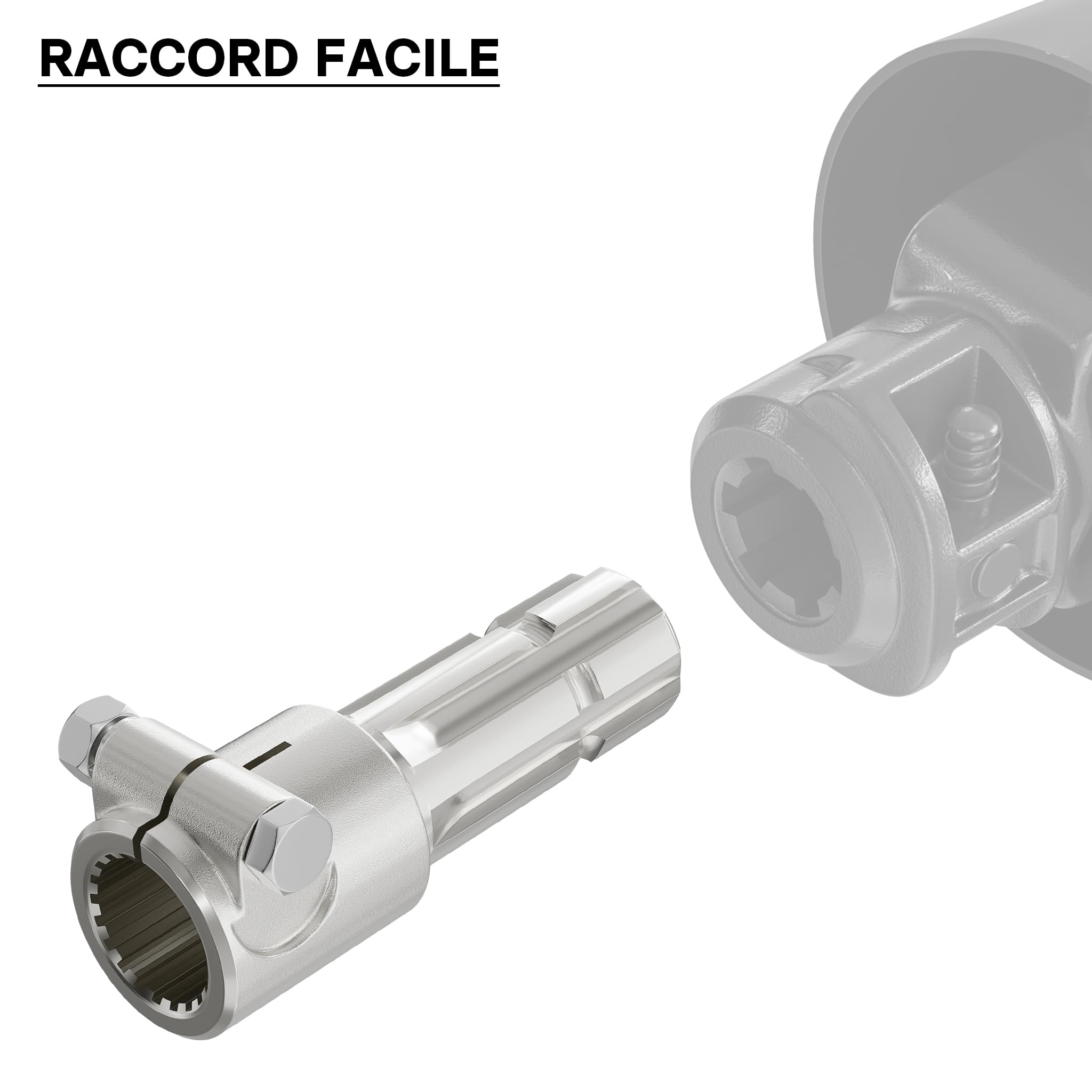 WilTec Manchon de Prise de Force Cardan - Longueur 175 mm - Raccord logement 1 3/4" 20D - Raccord Sortie 1 3/4" 6D - Ø 46 mm/44,37 mm - Arbre cannelé de Tracteur