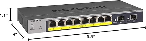 Miniatura 10 de NETGEAR Switch Inteligente Gigabit Ethernet PoE de 10 puertos (GS510TPP) - Gestionado, con 8 x PoE+  190W, 2 x 1G SFP, para escritorio o montaje en