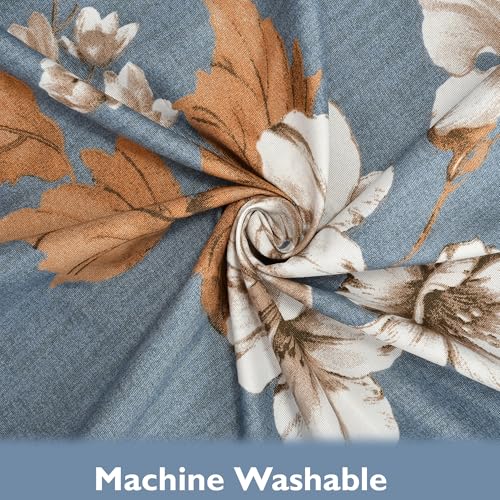 Image of FRESH FROM LOOM Floral Print Single Bed Bedsheet Set - Microfiber, 240 TC, Hypoallergenic, Includes 1 Pillow Covers (60 x 90 inch| Denim, Floral Design, Multicolor)