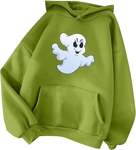Divertidos disfraces de Halloween para mujer, de manga larga, con gráficos, linda sudadera con capucha, casual, holgadas, sudaderas con capucha