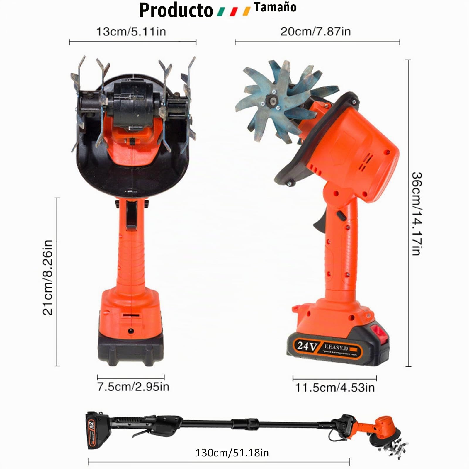 Motoazada Electrica, 21V Motocultor Electrico Sin Cable, 235RPM, 2 en 1 Portátil y Mango, Anchura/Profundidad de Trabajo 10 cm, Motoazada con Baterías y Cargadores para Huerto, Jardín, Cultura