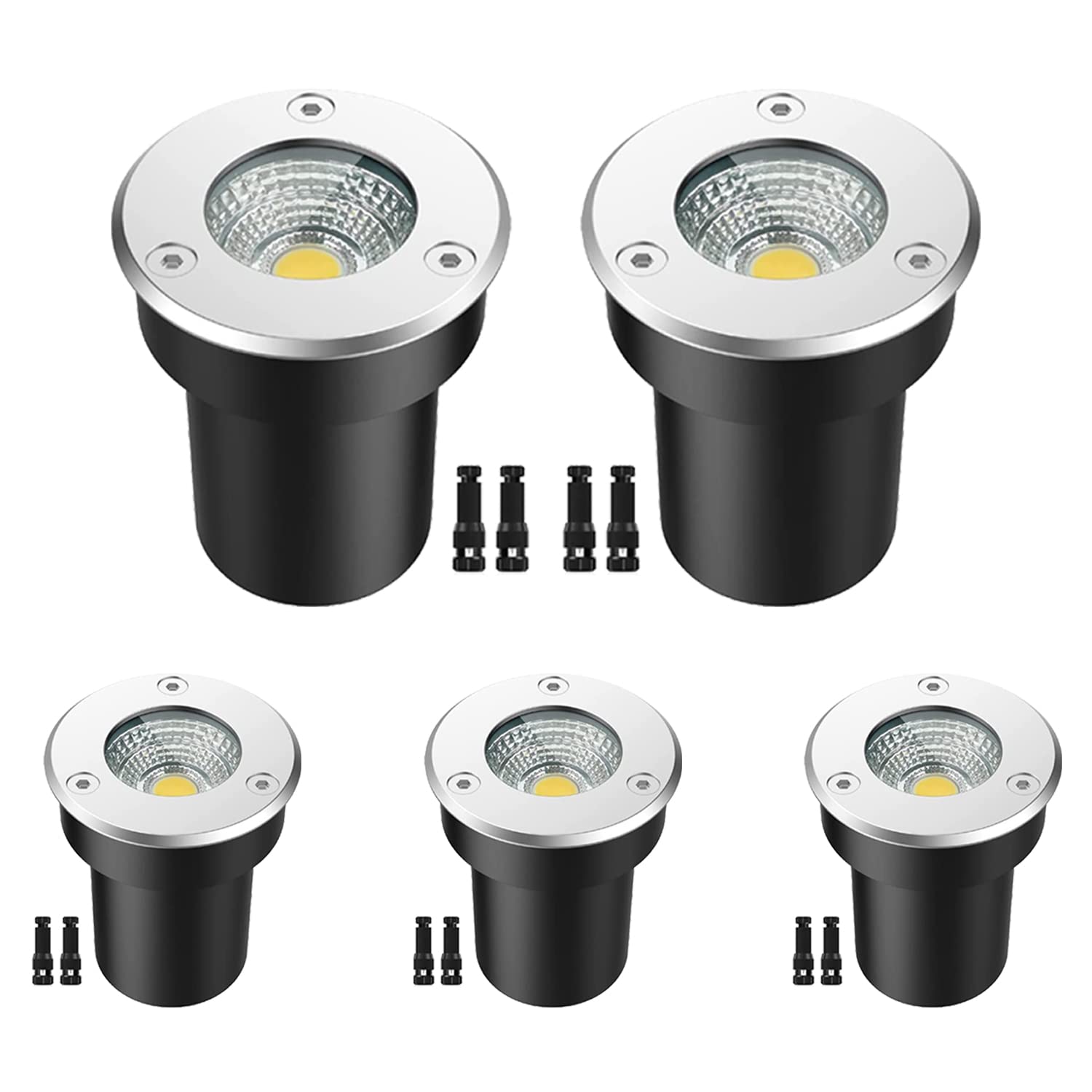 5 Pack Low Voltage Landscape Lights，1W 12V-24V White LED In Ground Lights,Outdoor Landscape Lights,Pathway Yard Lights, Waterproof Landscape Spotlights for Walkway, Driveway, Porch, Patio