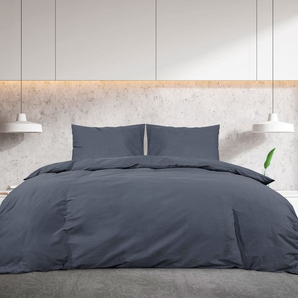 Set Copripiumino Antracite 155x220 cm in Cotone, Casa e Giardino,Biancheria,Lenzuola e Coperte,Copripiumini, 0.62kg-136087