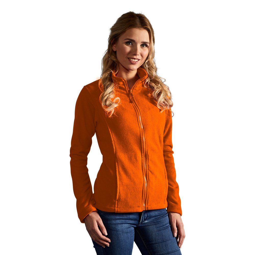 C+ Damen Fleece Jacke Orange - Leichte Microfleece Mit Stehkragen