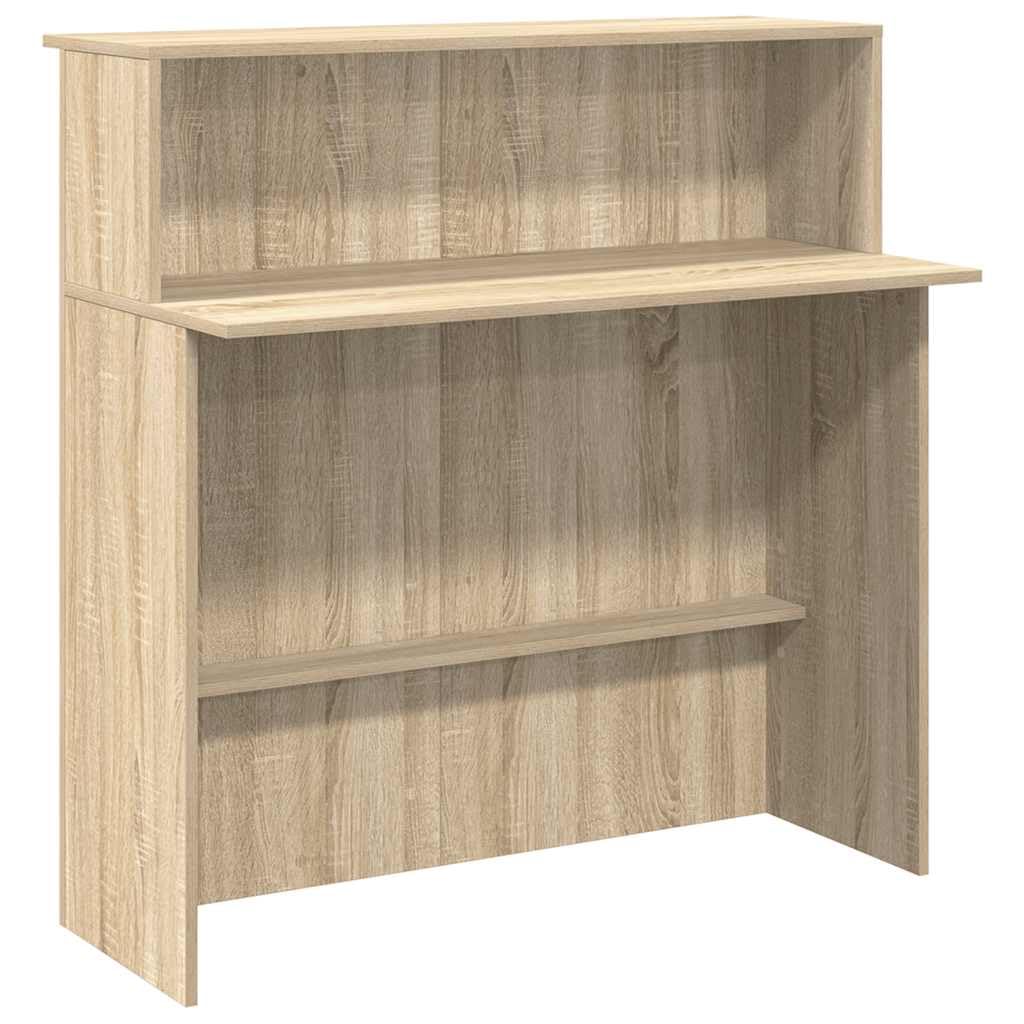 Générique Bancone di ricezione in legno di ingegneria, 100 x 50 x 103,5 cm, con ripiano integrato, scrivania per interazioni discrete, per riporre forniture ideale per uffici,