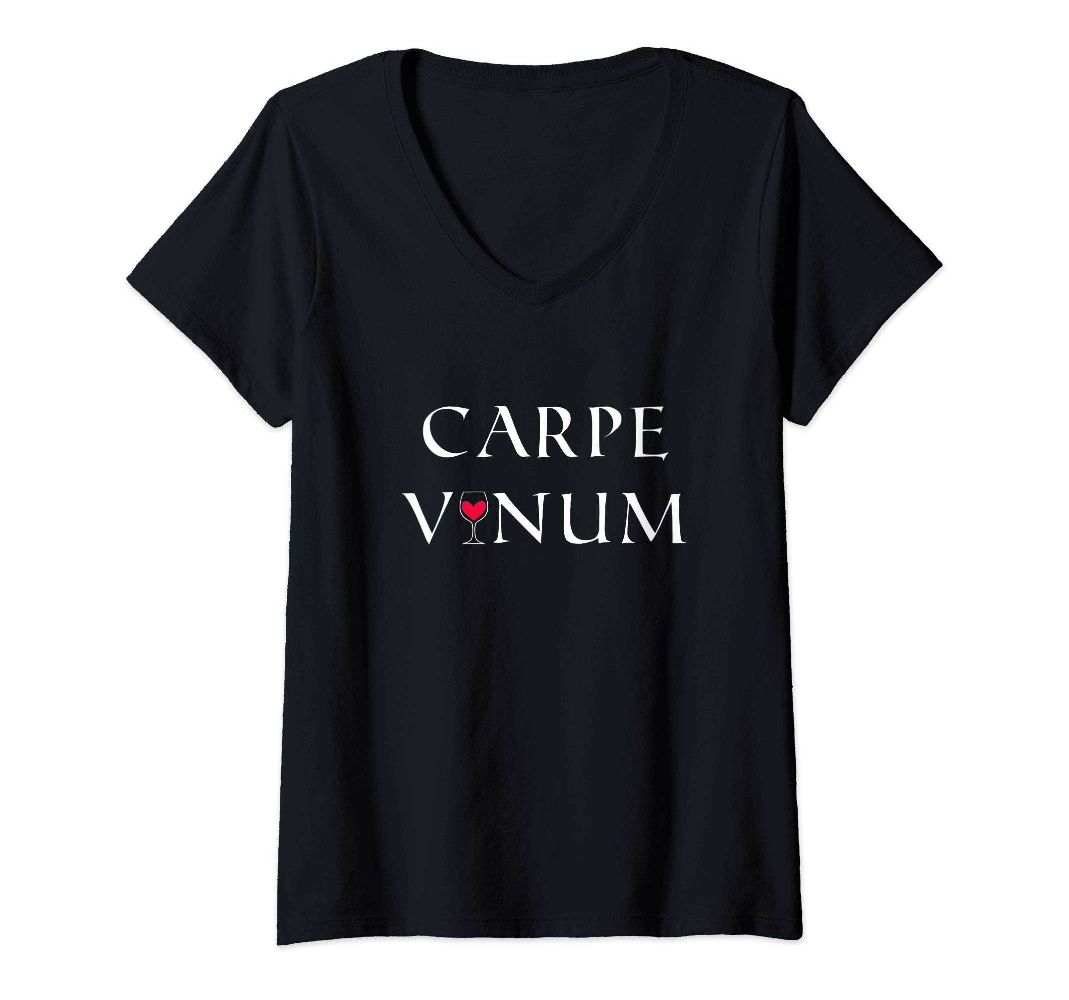 Womens Latin Quote Carpe Vinum V-Neck T-Shirt