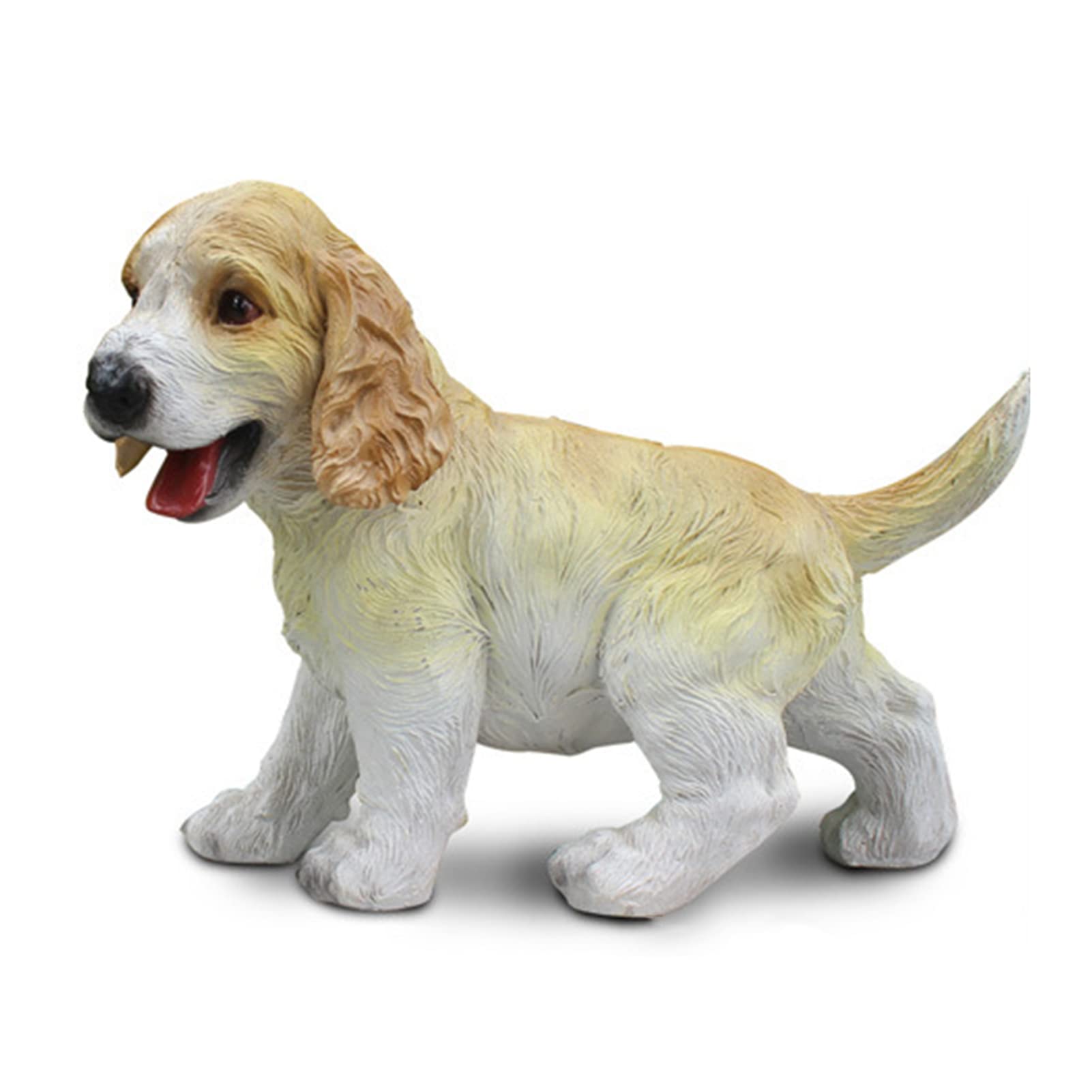 MBROS Garden Dog Statues, Simulation Cocker Spaniel Sculpture, Outdoor Waterproof Puppies Figurines Decor for Patio Lawn Yard Ornaments,Beige