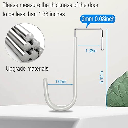Miniatura 2 de Paquete de 6 ganchos para colgar sobre la puerta, ganchos de goma suave que evita arañazos, ganchos blancos para puerta de baño, sala de estar,