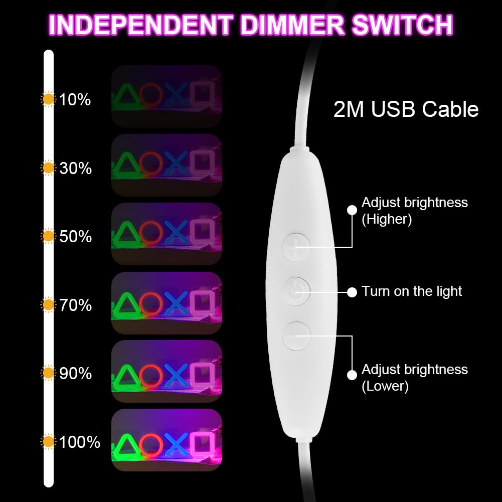 HOTUT Game Neon Sign, LED Gaming Neon Light for Wall Decor USB Powered Neon Lamp - Image 3